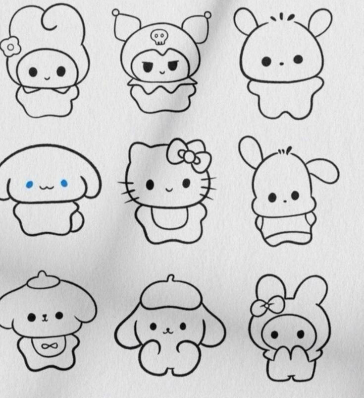 Cute Kawaii Characters in Fun Poses