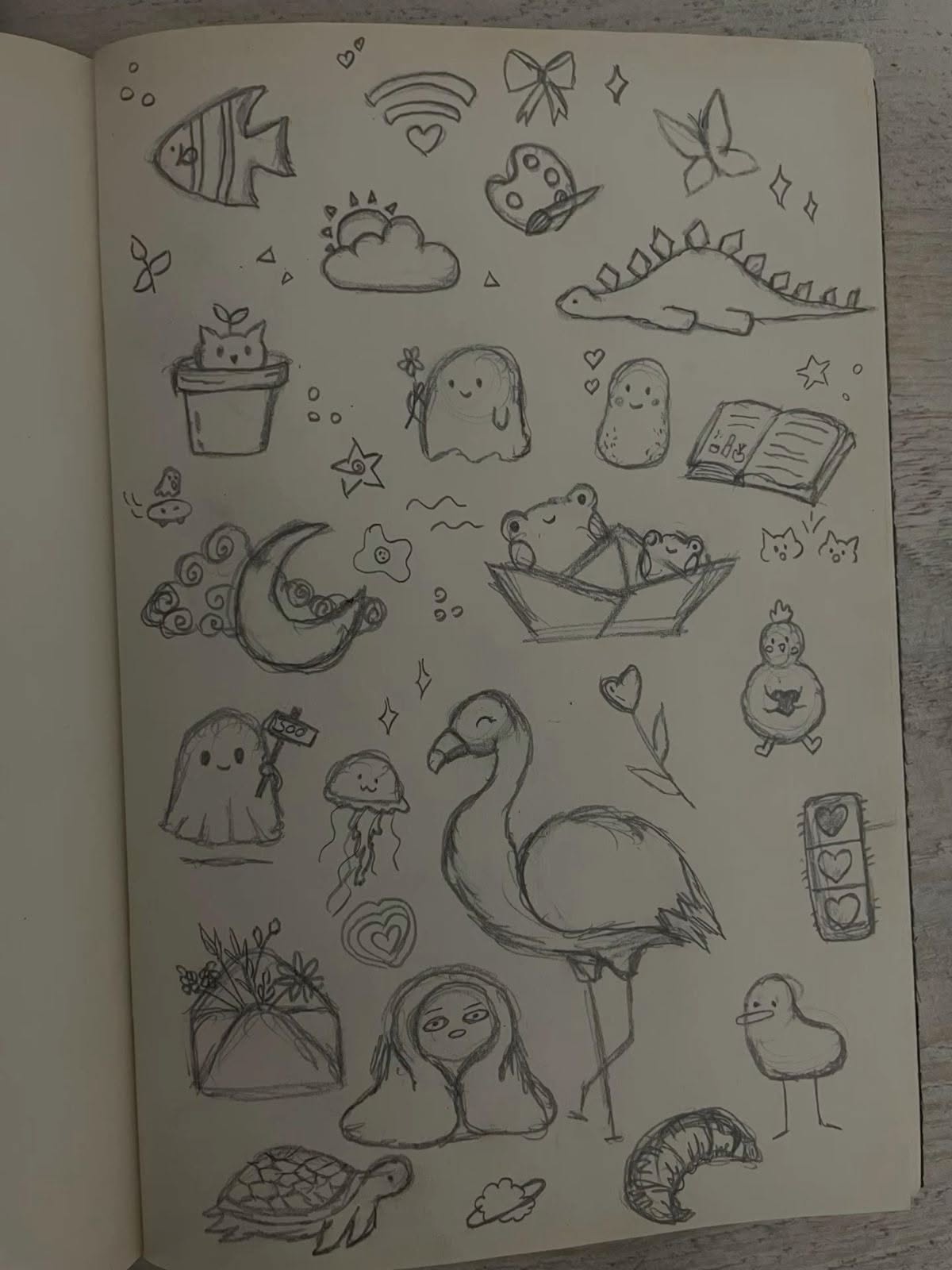 Fun Doodle Collection of Whimsical Creatures and Objects