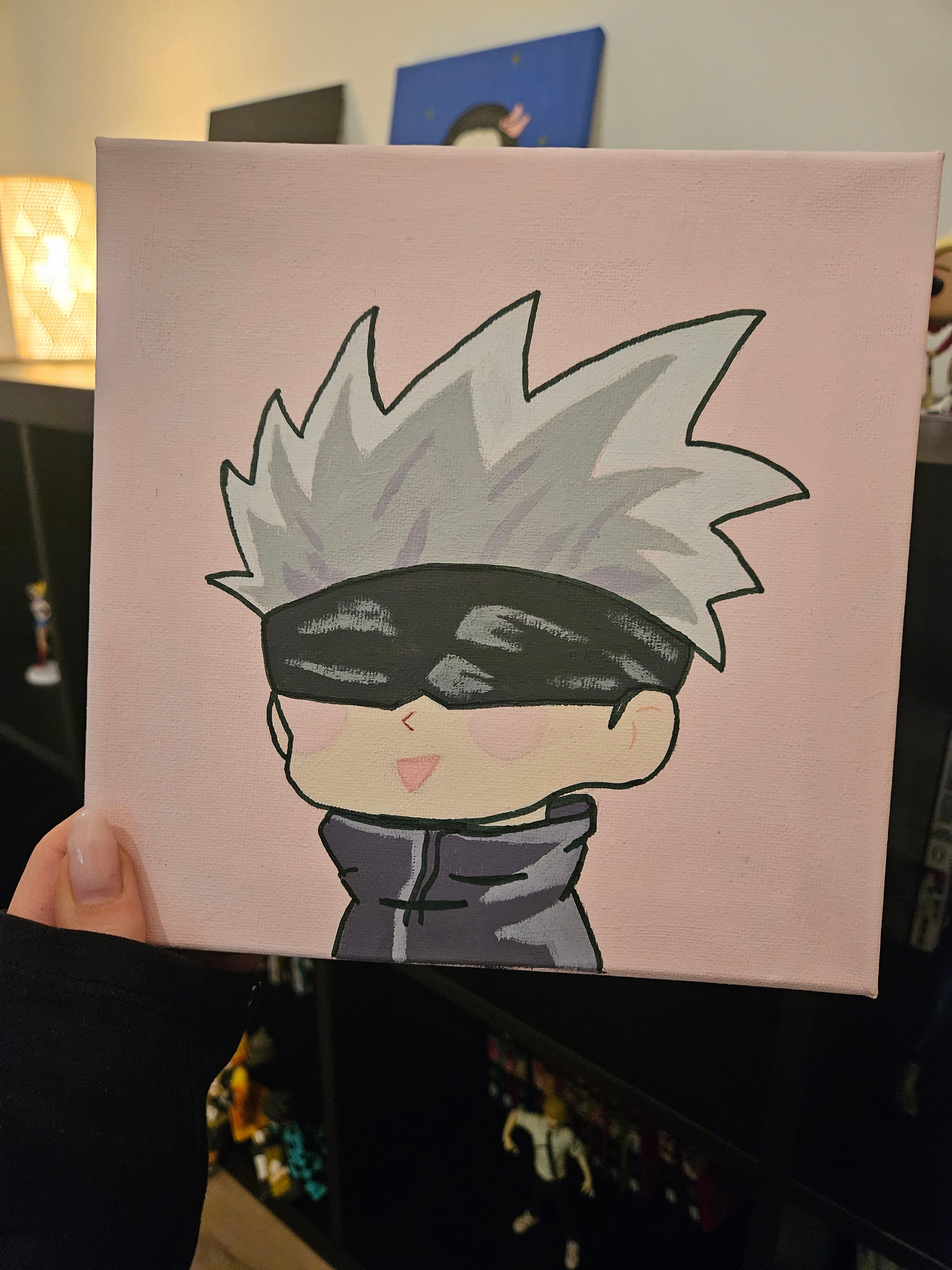 Things to Paint on a Canvas: Adorable Cartoon Character with Spiky Hair