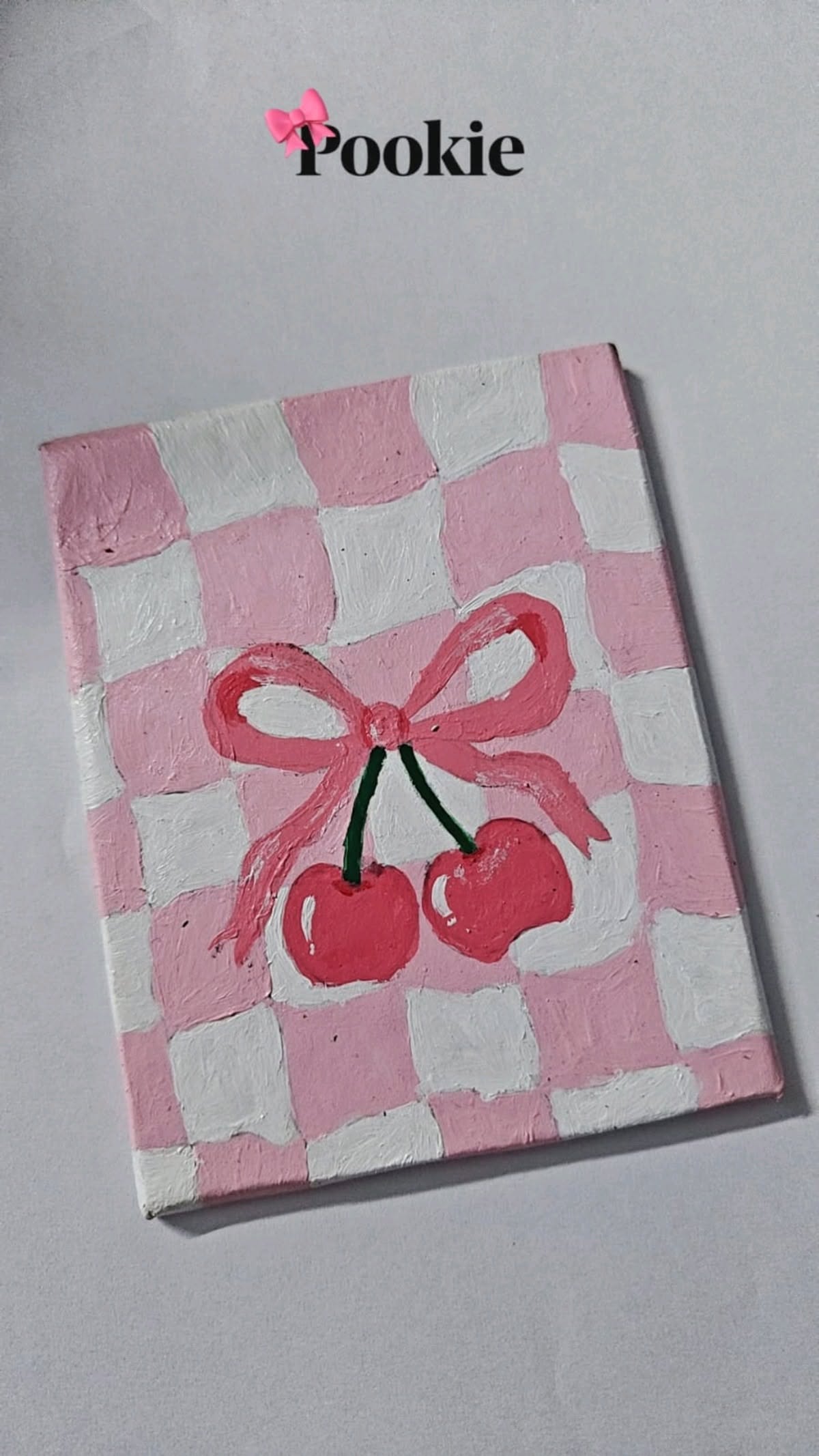 Adorable Pink Checkered Cherries