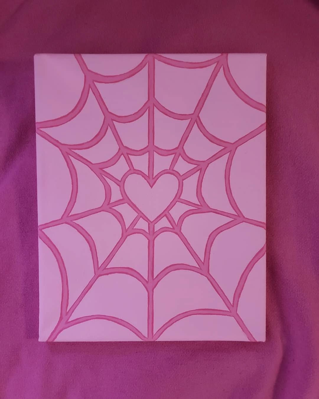 Adorable Pink Spider Web with Heart