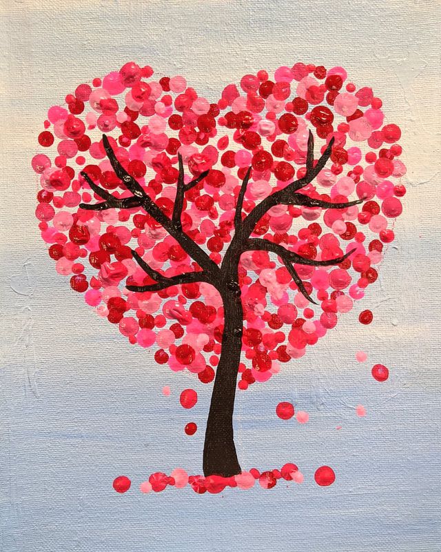 Things to Paint on a Canvas: Charming Heart-Shaped Tree in Pink