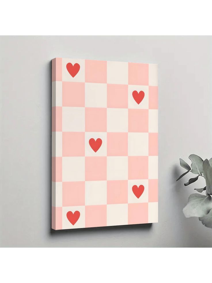 Charming Pink Checkered Heart Design