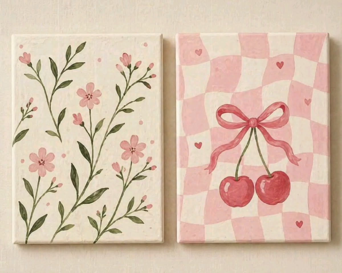 Charming Pink Floral and Cherry Design
