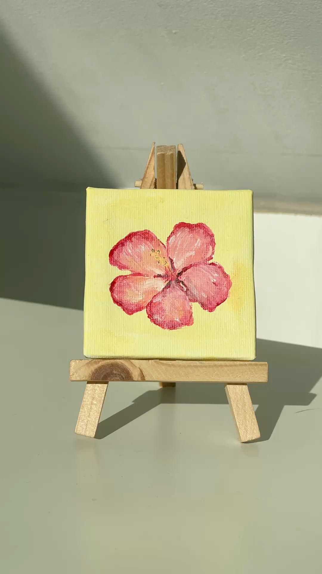 Charming Pink Flower on Yellow Background