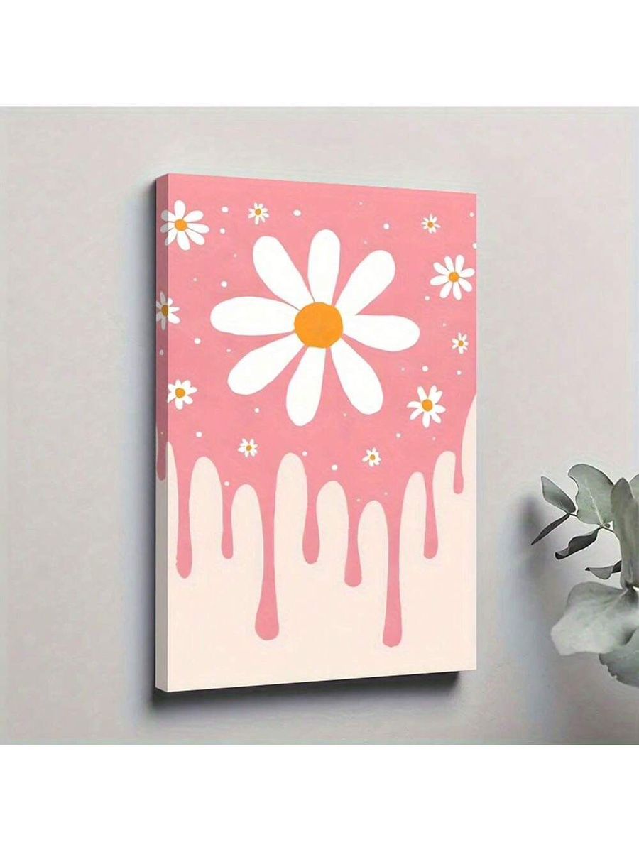Cute Pink Daisy Drip Art