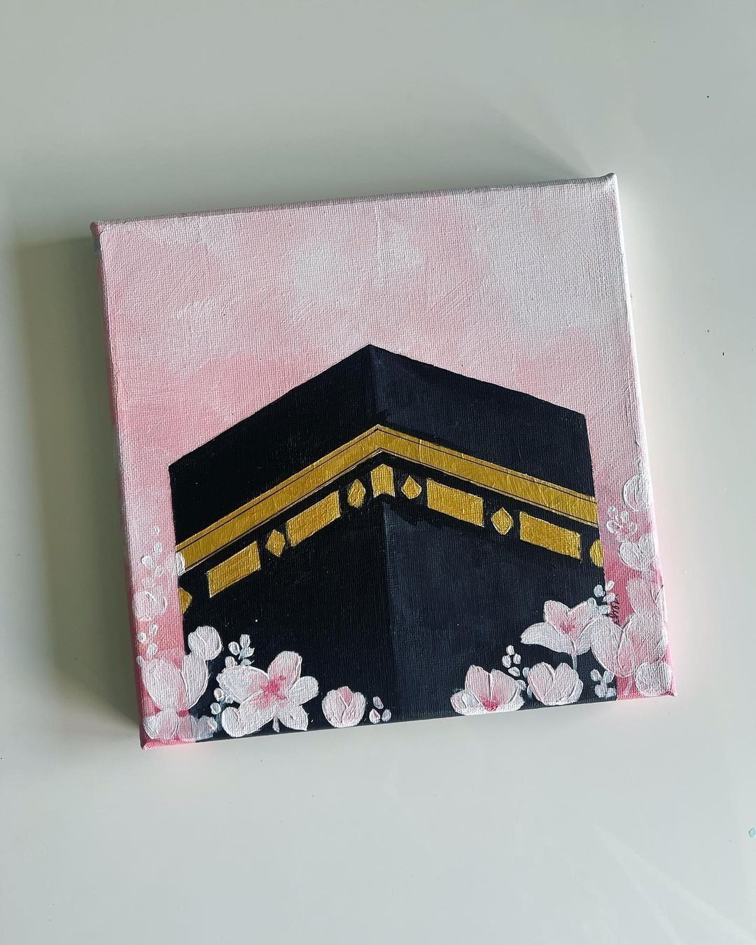 Elegant Kaaba with Cherry Blossoms