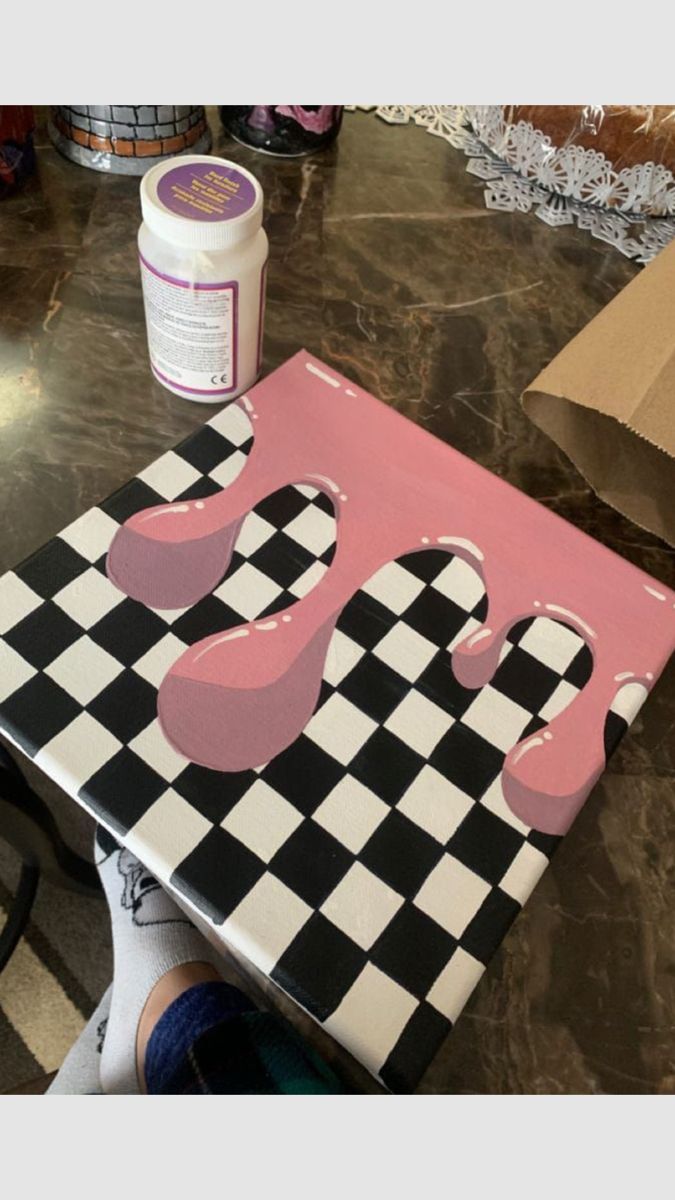 Fun Dripping Paint Checkerboard Design