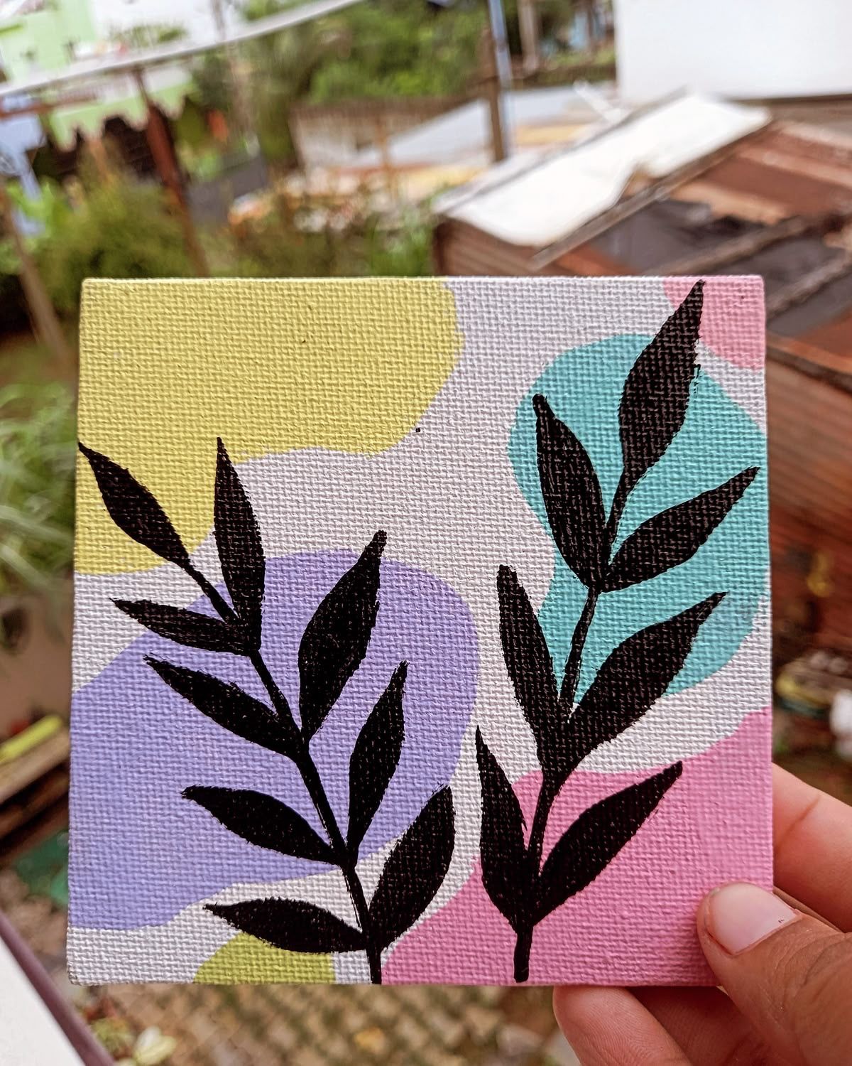 Modern Leaf Design with Pastel Shapes