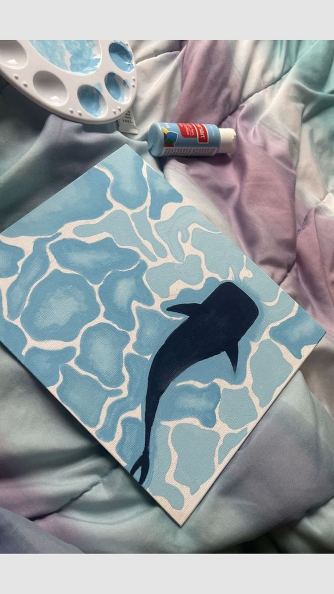 Serene Shark Silhouette in Aqua Waves