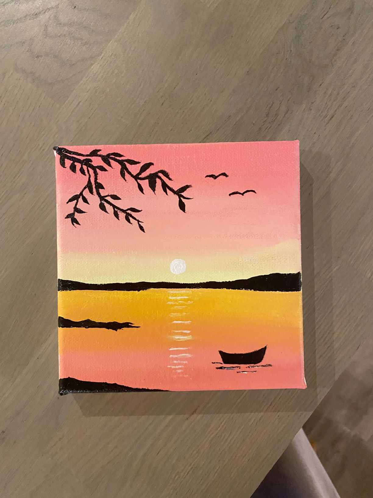 Serene Sunset with Silhouetted Boat
