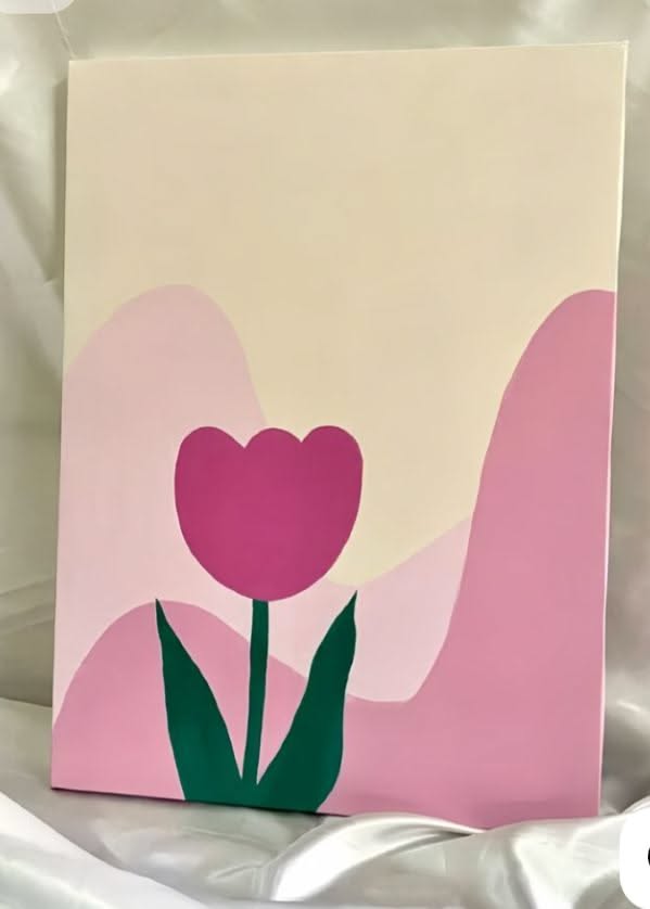 Simple Pink Tulip with Abstract Background
