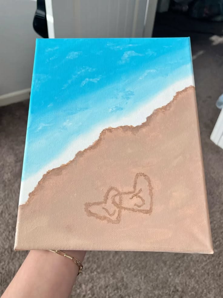 Things to Paint on a Canvas: Tranquil Beach Scene with Footprints