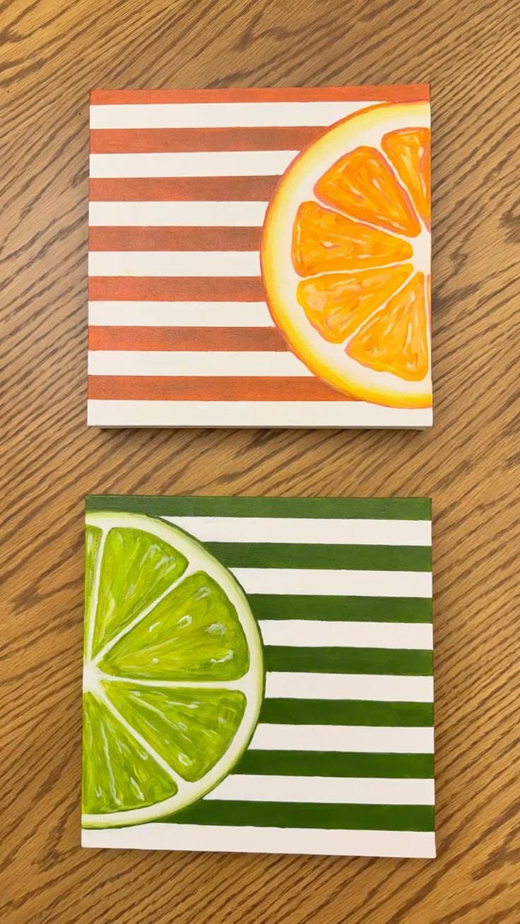 Vibrant Orange and Lime Slice Art