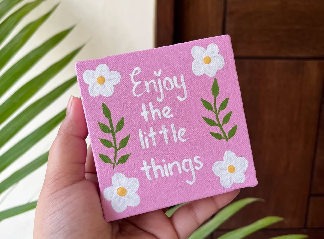 Things to Paint on a Canvas: Whimsical Floral Quote on Pink Background